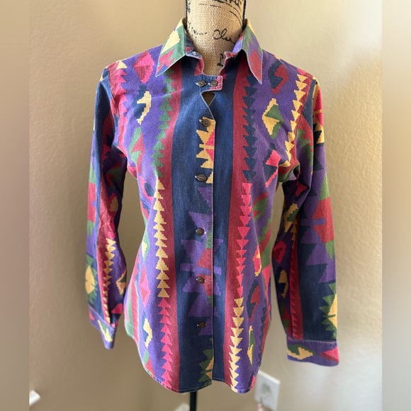 VINTAGE : Wanda D Western Button Down Shirt - Picture 2 of 7